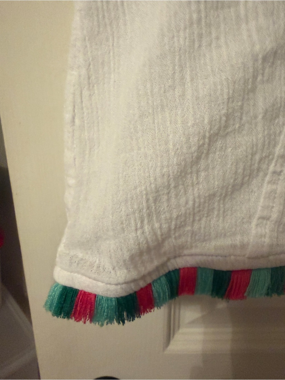 J.Crew Factory White Beach Cover Up Tunic Dress Tassel Trim Size M - Picture 7 of 7